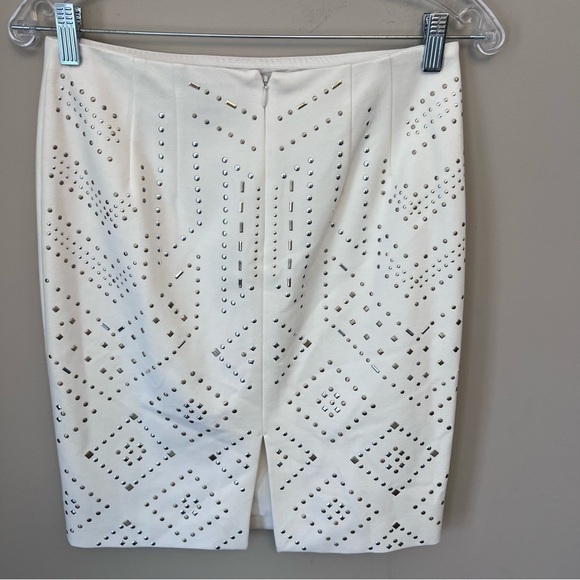 White House Black Market Off White Studded Skirt size 2 - Picture 5 of 11